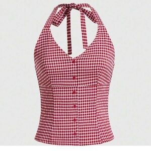 Red Gingham Halter Top